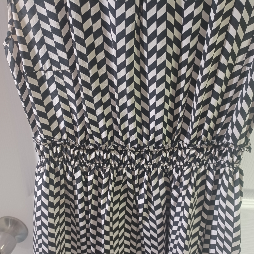 J. Crew Black and Beige Geometric Midi Dress - Picture 6 of 11